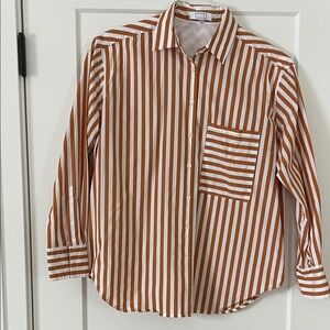 AYR Brown & White Striped Button-Down Shirt